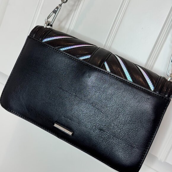REBECCA MINKOFF Black Iridescent Leather Handbag - Picture 8 of 13